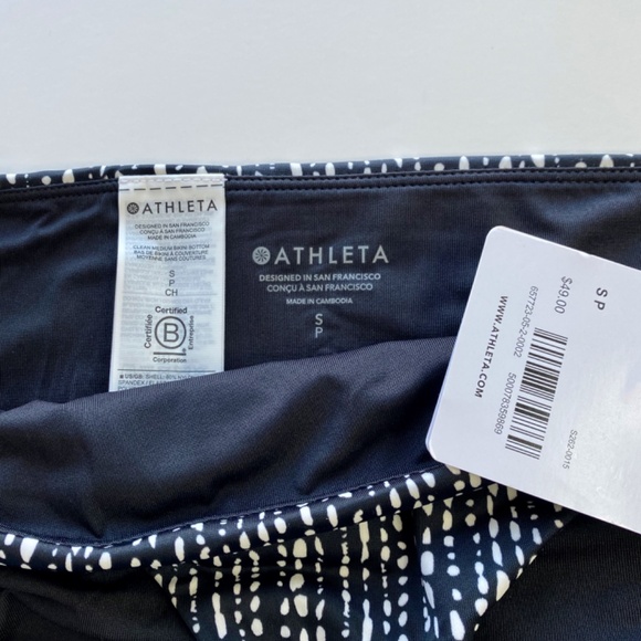 NWT ATHLETA Cinch Full Bikini Bottom, Rice Pearls Black - Picture 4 of 6